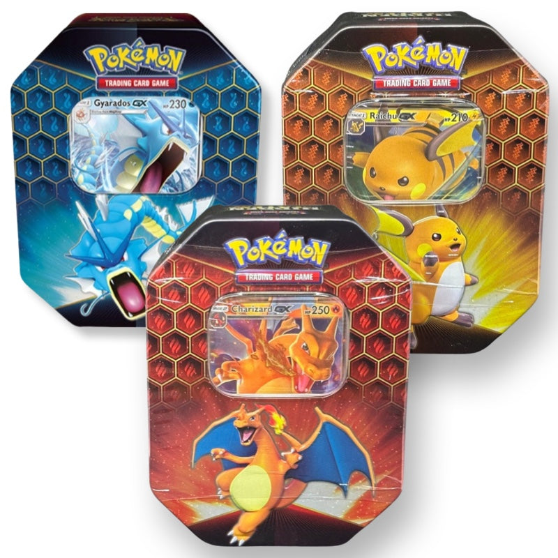 Hidden Fates Tin: Charizard GX/ Raichu GX/ Gyarados GX