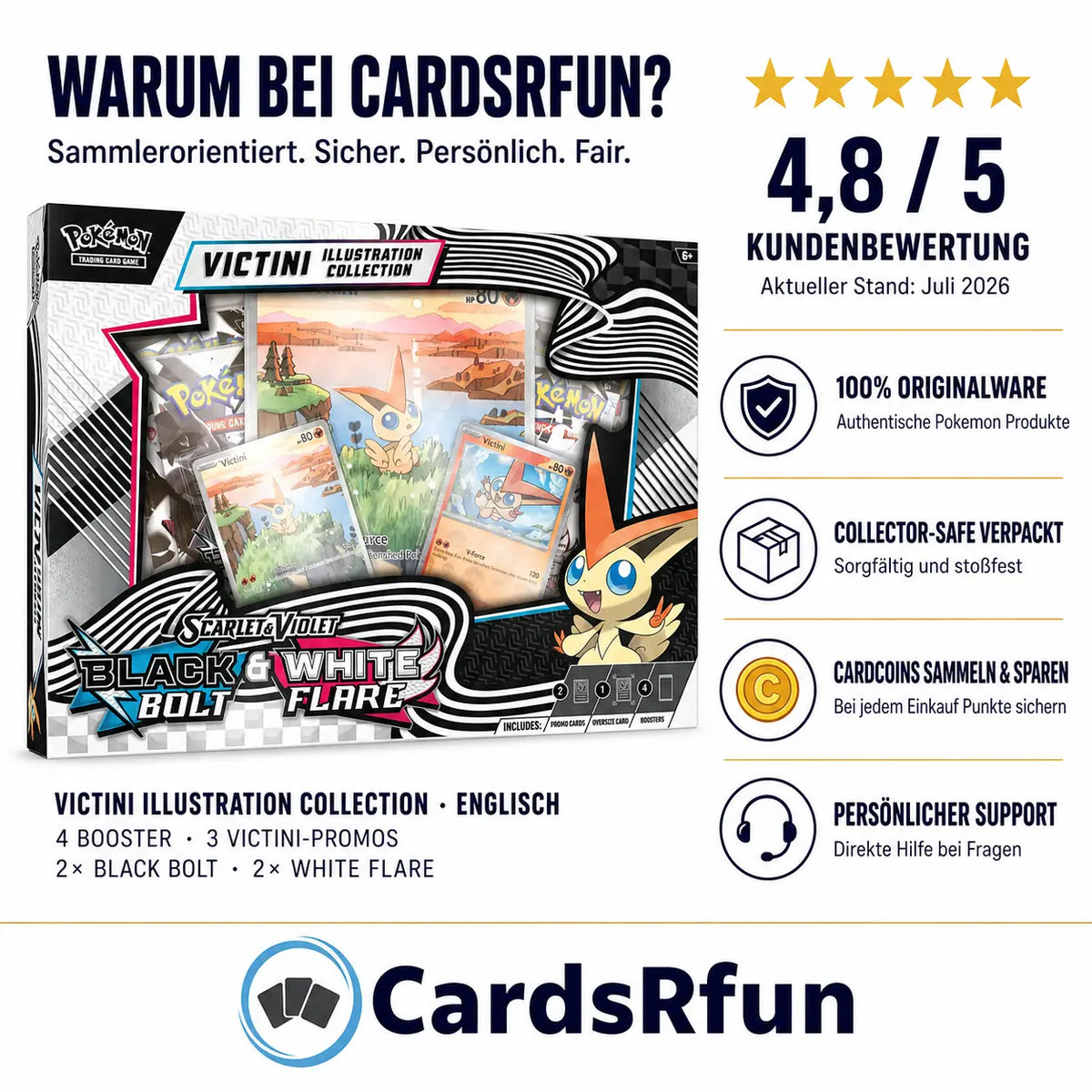 Pokemon Black Bolt & White Flare - Victini Illustration Collection (SV 10.5) (B-Ware)