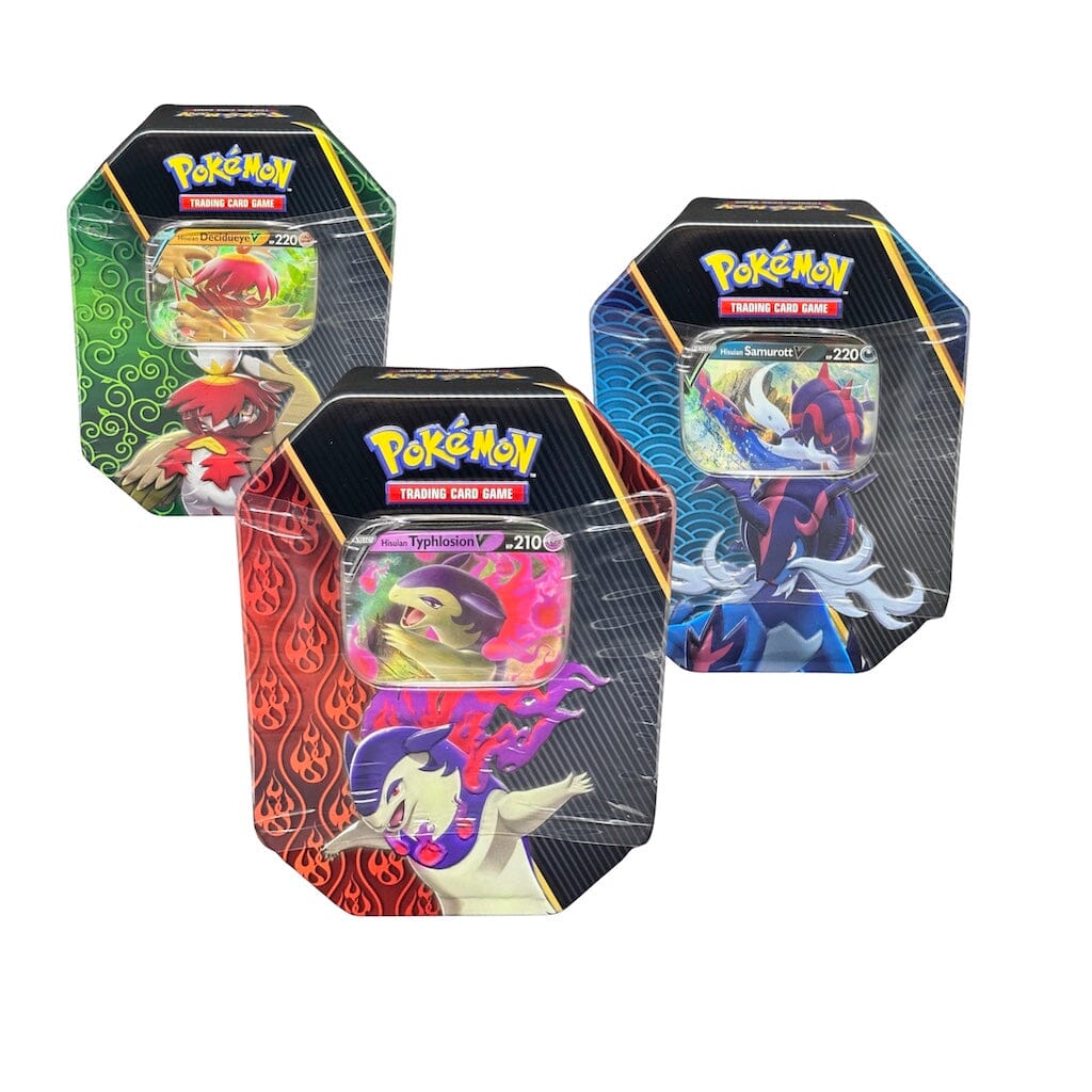 Pokemon Divergent Powers Tin: Hisuian Typhlosion V/ Hisuian Decidueye V/ Hisuian Samurott V