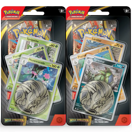 Pokemon Mega Evolution: 1-Pack Premium Blister Meowscarada Tyranitar CardsRfun